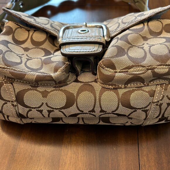 Coach 11862 Signature Soho Hobo Buckle Flap Pocket Bag Khaki Brown - Picture 12 of 16